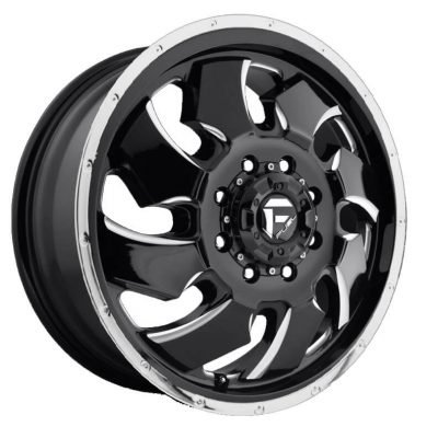 Fuel Dually  Cleaver D239 Front  Black and Milled with Chrome Lip  22x8.25  (+127)  8x200