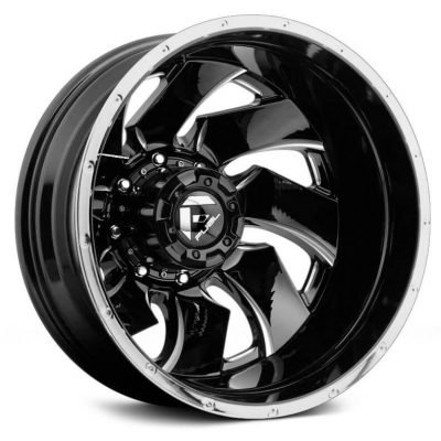 Fuel Dually  Cleaver D239 Rear  Black and Milled with Chrome Lip  22x8.25  (-150)  8x170