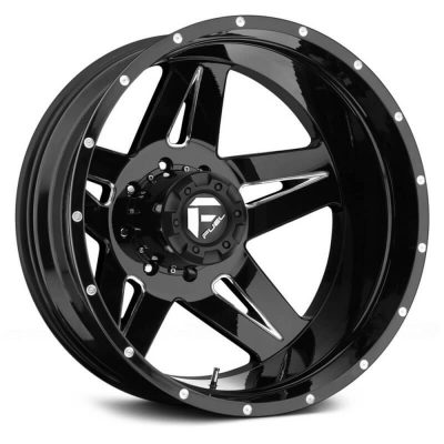 Fuel Dually  Full Blown D254 Rear  Black and Milled  22x8.25  (-150)  8x165.1