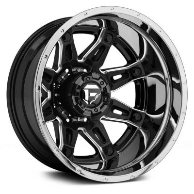 Fuel Dually  Hostage II D232 Rear  Black and Milled with Chrome Lip  22x8.25  (-150)  8x200