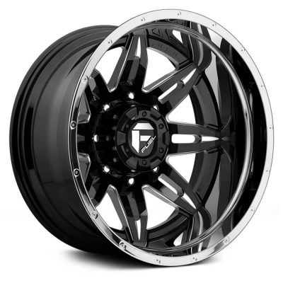 Fuel Dually  Lethal D267 Rear  Black and Milled with Chrome Lip  22x8.25  (-150)  8x165.1