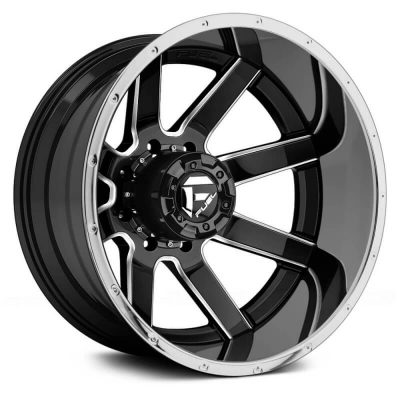 Fuel Dually  Maverick D262 Rear  Black and Milled with Chrome Lip  22x8.25  (-150)  8x165.1