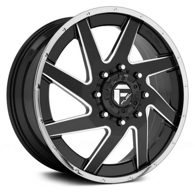 Fuel Dually Renegade D265 Front Black and Milled with Chrome Lip 22x8.25 (+127) 8x165.1