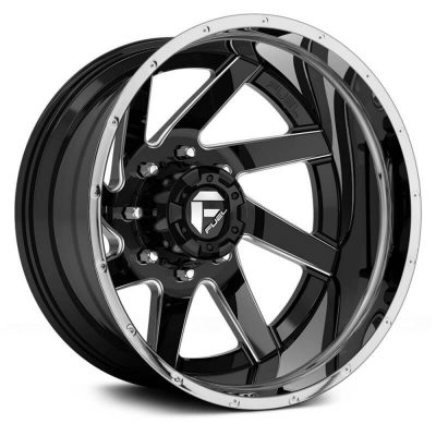 Fuel Dually  Renegade D265 Rear  Black and Milled with Chrome Lip  22x8.25  (-215)  8x210