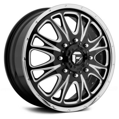 Fuel Dually  Throttle D213 Front  Black and Milled with Chrome Lip  22x8.25  (+127)  8x210