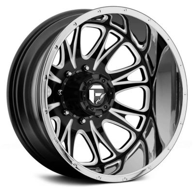 Fuel Dually  Throttle D213 Rear  Black and Milled with Chrome Lip  22x8.25  (-150)  8x165.1