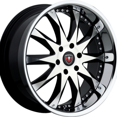Merceli  M10  Machined Face With Black Accent And Chrome Lip  20x10  (+45)  5x120