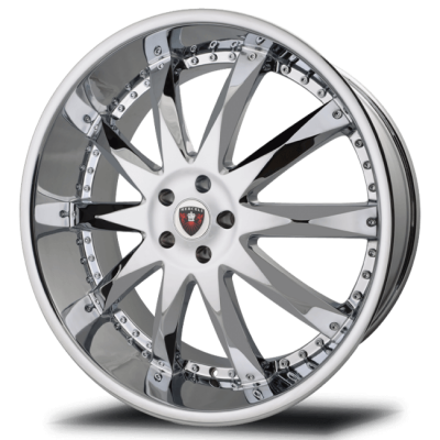 Merceli  M10  Machined Face With Silver Accent And Chrome Lip  20x8.5  (+15)  5x115