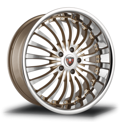 Merceli  M20  Machined Face With Gold Accent And Chrome Lip  20x10  (+45)  5x112