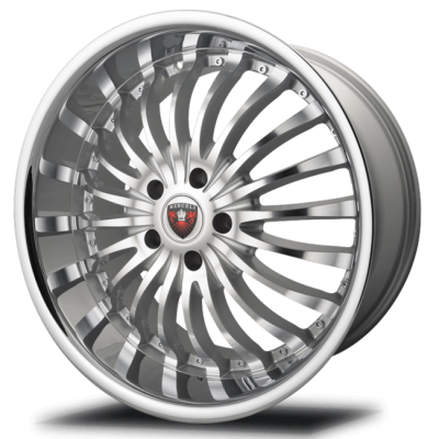 Merceli  M20  Machined Face With Silver Accent And Chrome Lip  20x10  (+15)  5x120