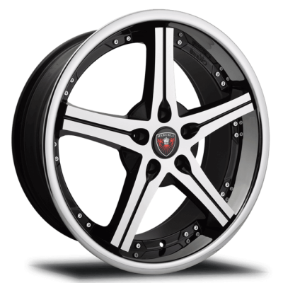 Merceli  M41  Machined Face With Black Accent And Chrome Lip  22x10  (+45)  5x112