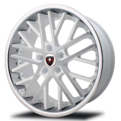 Merceli  M45  Machined Face With White Accent And Chrome Lip  20x8.5  (+15)  Blank
