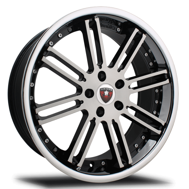 Merceli M48 Machined Face With Black Accent And Chrome Lip 22x8.5 (+25) 5x112