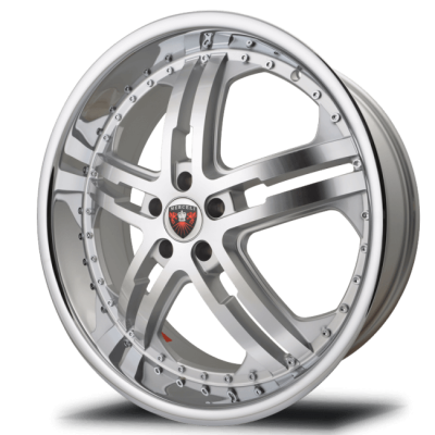 Merceli  M6  Machined Face With Silver Accent And Chrome Lip  20x10  (+40)  5x112