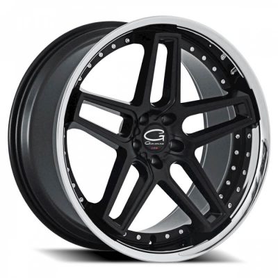 Giovanna  Austin  Semi Gloss Black with Chrome Stainless Steel Lip  20x8.5  (+35)  5x120