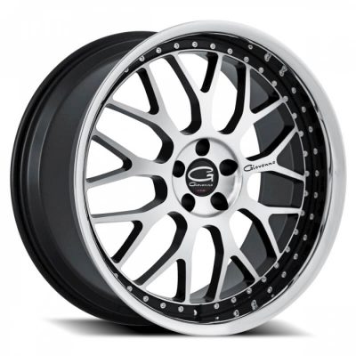 Giovanna  Essex  Black with Machined Face with Chrome Stainless Steel Lip  22x9  (+15)  BLANK