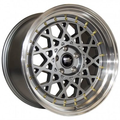 MST Tuner  Fiori  Gunmetal and Machined Lip with Gold Rivets  18x9.5  (+35)  5x114.3