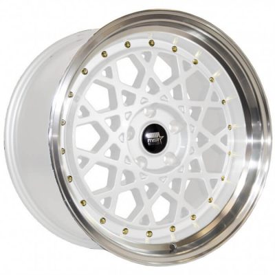 MST Tuner  Fiori  White and Machined Lip with Gold Rivets  15x8  (+20)  4x100