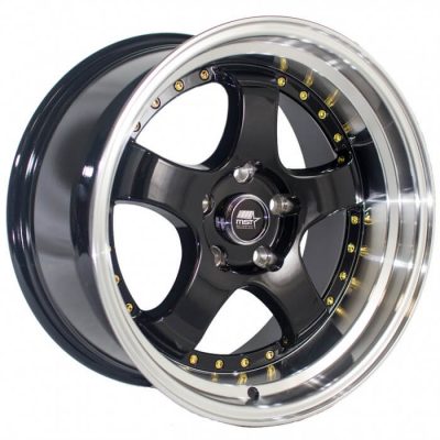 MST Tuner  MT07  Black and Machined Lip with Gold Rivets  17x9  (+20)  5x114.3