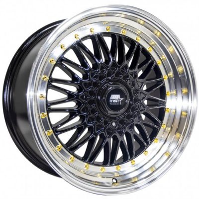 MST Tuner  MT13  Black and Machined Lip with Gold Rivets  17x8.5  (+35)  5x114.3/5x120