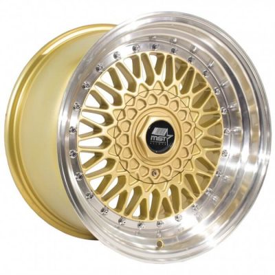 MST Tuner  MT13  Gold with Machined Lip  15x8  (+20)  4x100/4x114.3