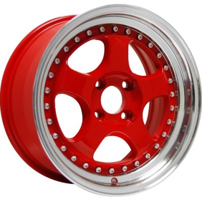 Konig  Candy  Red with Machined Lip  15x7.5  (+30)  4x100