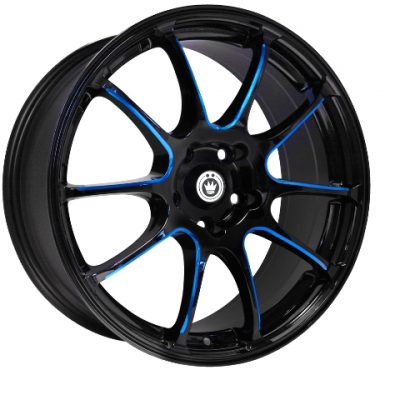 Konig  Illusion  Black with Ball Cut Blue  18x8  (+35)  5x100