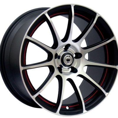 Konig  Z-In  Matte Black with Machined Face and Red Undercut  16x7  (+40)  5x100/5x114.3