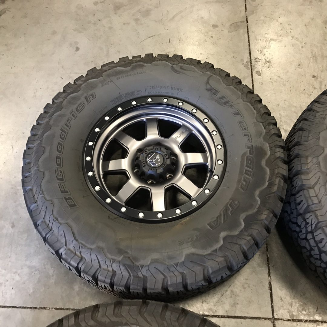 Fuel 1 Piece Trophy D552 Matte Gunmetal Wheels with BF Goodrich KO2