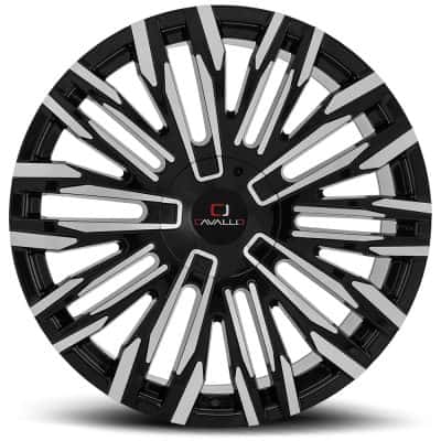 Cavallo  CLV-28  Gloss Black and Machined  22x9.5  (+15)  5x115/5x139.7