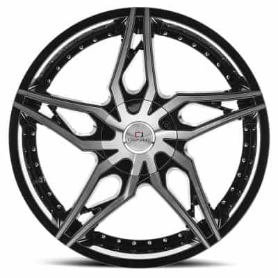 Cavallo  CLV-38  Gloss Black and Machined  24x9  (+25)  6x135/6x139.7