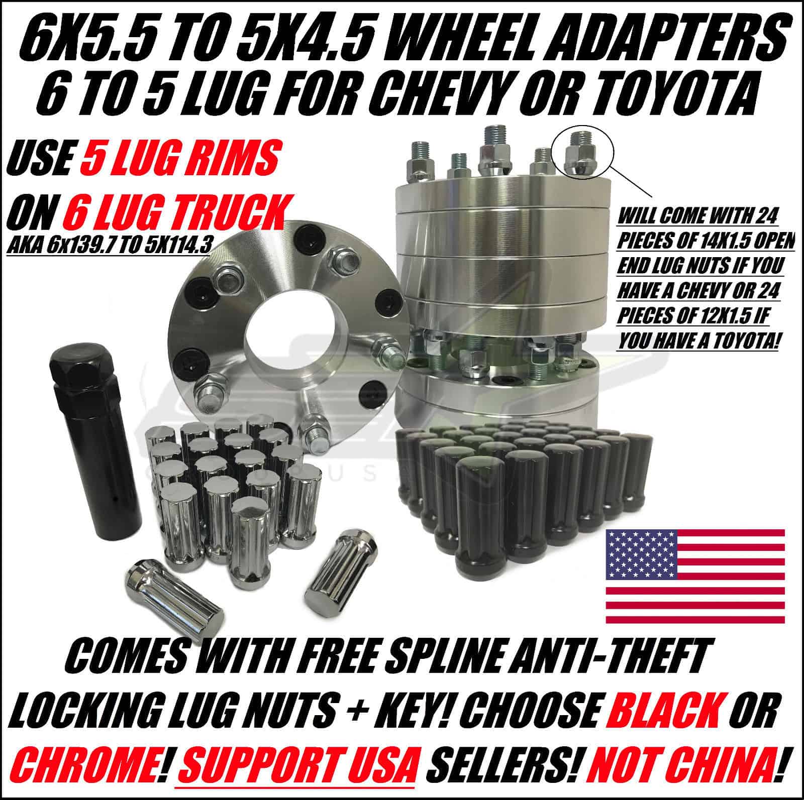 wheel and hub centric 5x165.1 to 6x139.7 5 lug to 6 lug wheel