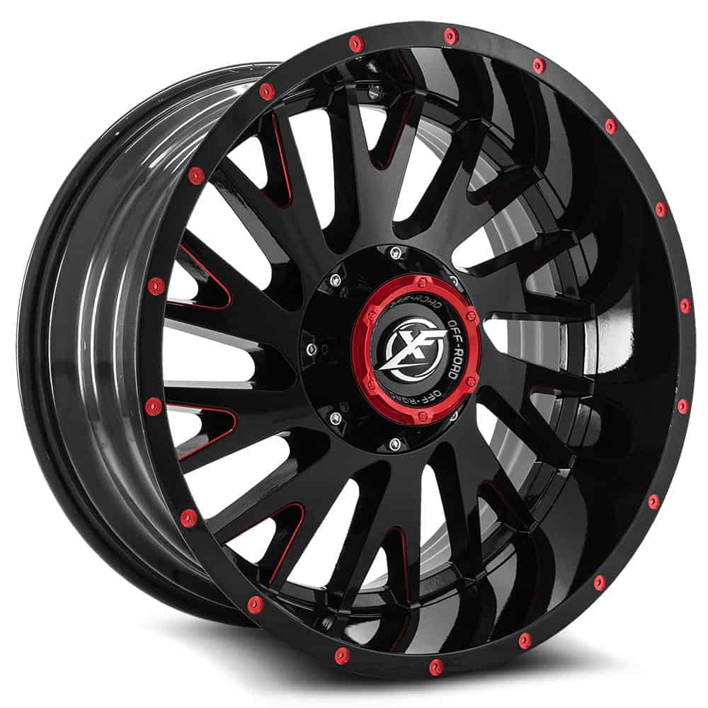 XF Offroad XF-221 Gloss Black with Red Lowest Prices | Extreme Wheels