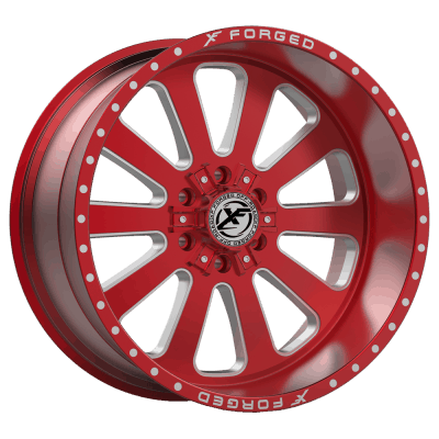 XF Offroad Forged  XFX-302  Red with Milled Windows  24x14  (-76)  5x127/5x139.7