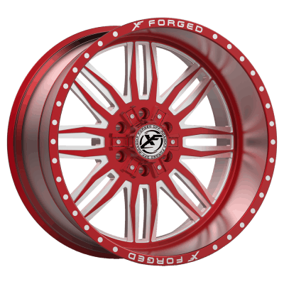 XF Offroad Forged  XFX-303  Red with Milled Windows  24x14  (-76)  5x127/5x139.7