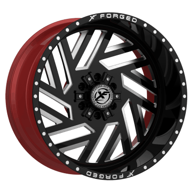 XF Offroad Forged  XFX-304  Gloss Black and Milled with Red Inner  22x12  (-44)  5x114.3/5x127