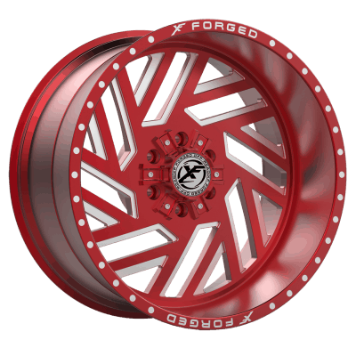 XF Offroad Forged  XFX-304  Red with Milled Windows  24x14  (-76)  5x127/5x139.7