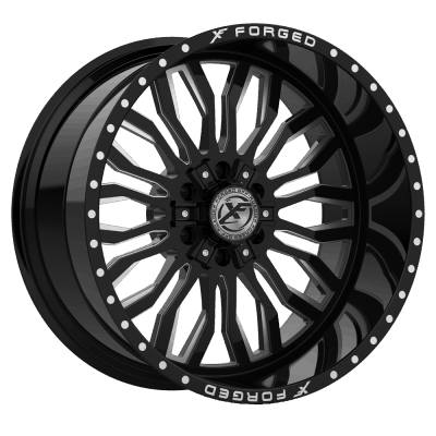 XF Offroad Forged  XFX-305  Black with Milled Windows  24x14  (-76)  6x135/6x139.7