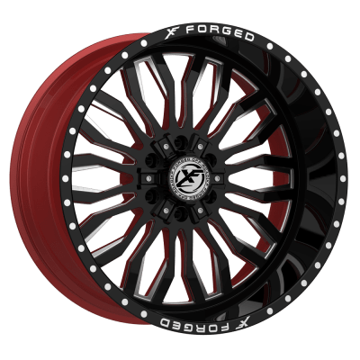 XF Offroad Forged  XFX-305  Gloss Black and Milled with Red Inner  22x12  (-44)  5x114.3/5x127