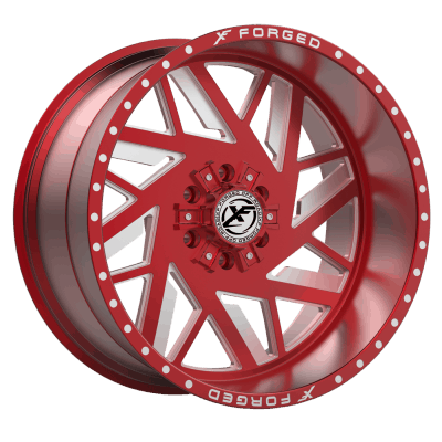 XF Offroad Forged  XFX-306  Red with Milled Windows  24x14  (-76)  5x127/5x139.7