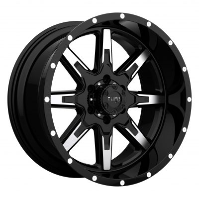 Tuff T15 Gloss Black W/ Machined Face 22x10 (+5) 5x127