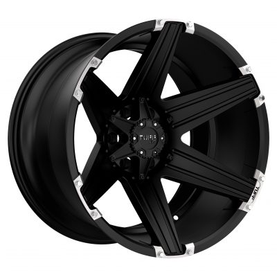 Tuff  T12  Satin Black With Brushed Inserts  22x10  (-25)  5x127/5x139.7
