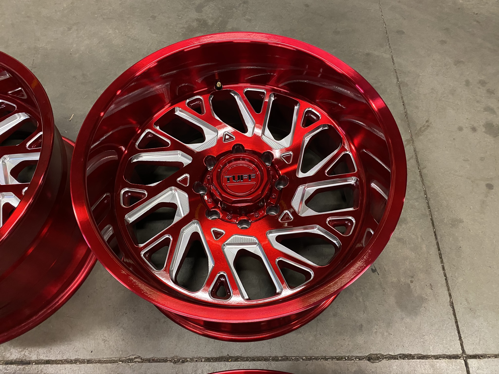 Tuff T4V True Directional Candy Red with Milled Spokes 22x12 (-45 ...