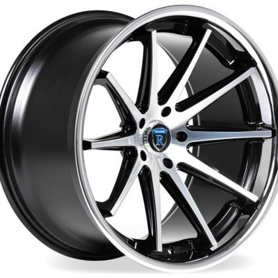 Rohana  RC10  Machine Black with Chrome Lip  22x10.5  (+22)  5x112