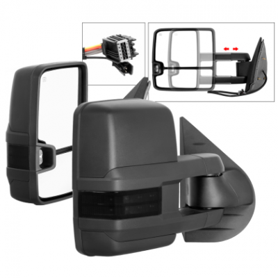 Spyder xTune Chevy Silverado 07-13 Heated Smoke LED Signal Telescoping Mirrors MIR-CSIL07S-G2-PWH-SM-SET