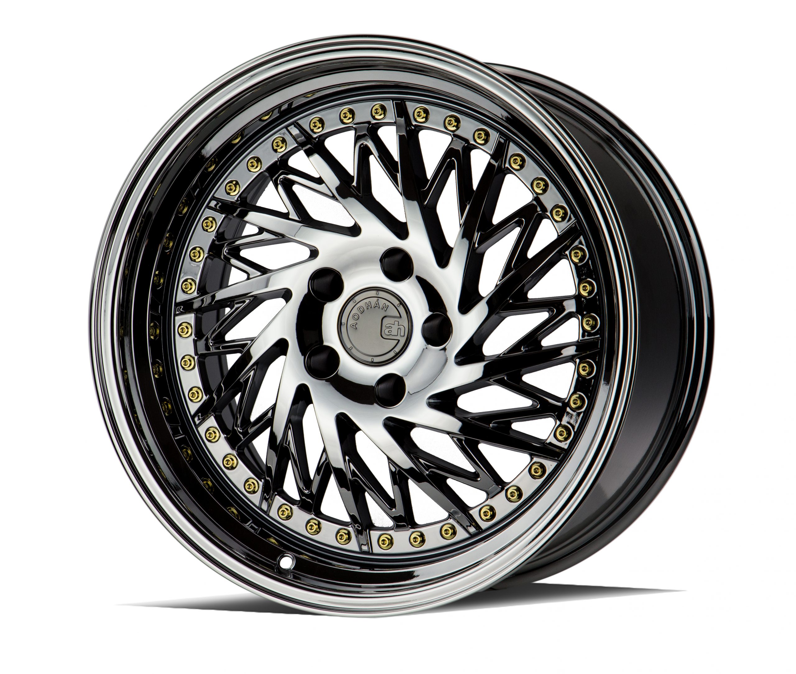 Aodhan DS03 Black Vacuum w/ Gold Rivets 18x9.5 (Passanger Side) (+15)  5x114.3