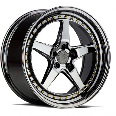 Aodhan DS05 Black Vacuum w/ Gold Rivets 18x8.5 (+35) 5x100