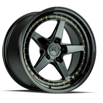 Aodhan DS05 Gloss Black w/ Gold Rivets 18x9.5 (+30) 5x114.3