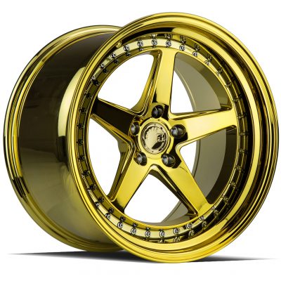 Aodhan DS05 Gold Vacuum w/ Chrome Rivets 18x10.5 (+22) 5x114.3