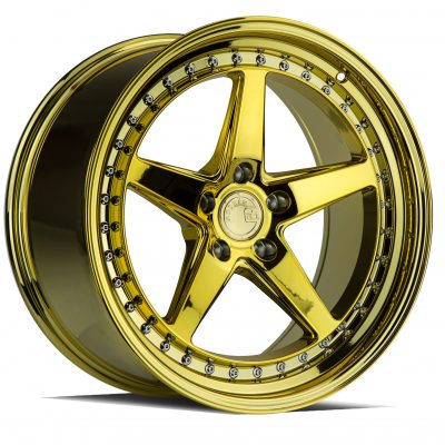 Aodhan DS05 Gold Vacuum w/ Chrome Rivets 18x9.5 (+35) 5x100